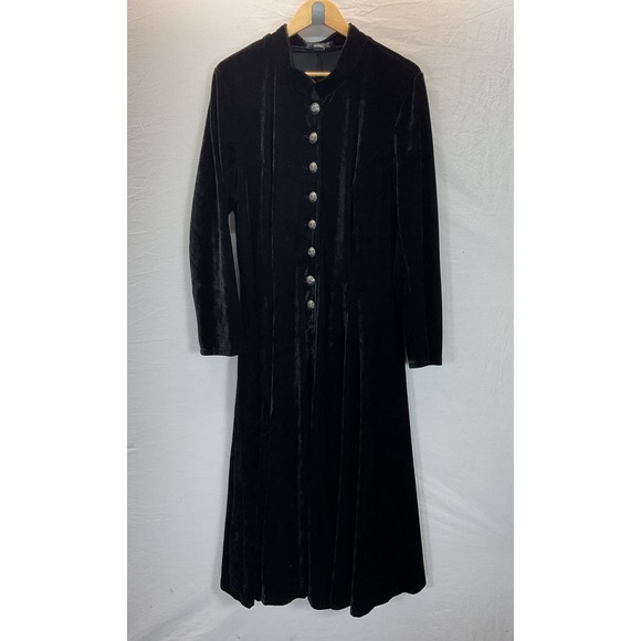 The Pyramid Collection Dresses & Skirts - The Pyramid Collection Black Velvet Button Maxi Dress Size L Goth Fairygoth Vamp